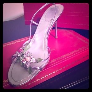 Rene Caovilla dainty silver embellished heel